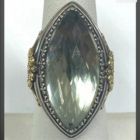 Konstantino Jewelry - Konstantino Prasiolite ring - green quartz sterling silver with 18k gold trim